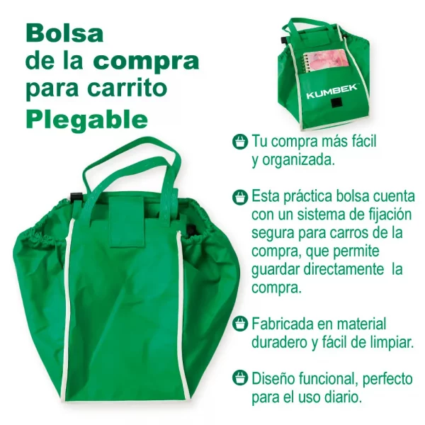Bolsa carrito supermercado plegable y ecológica - Imagen 3